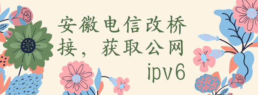 安徽电信改桥接，获取公网ipv6