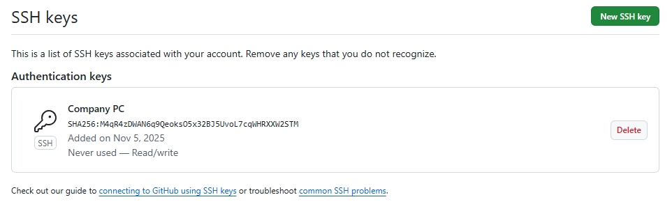 github ssh key