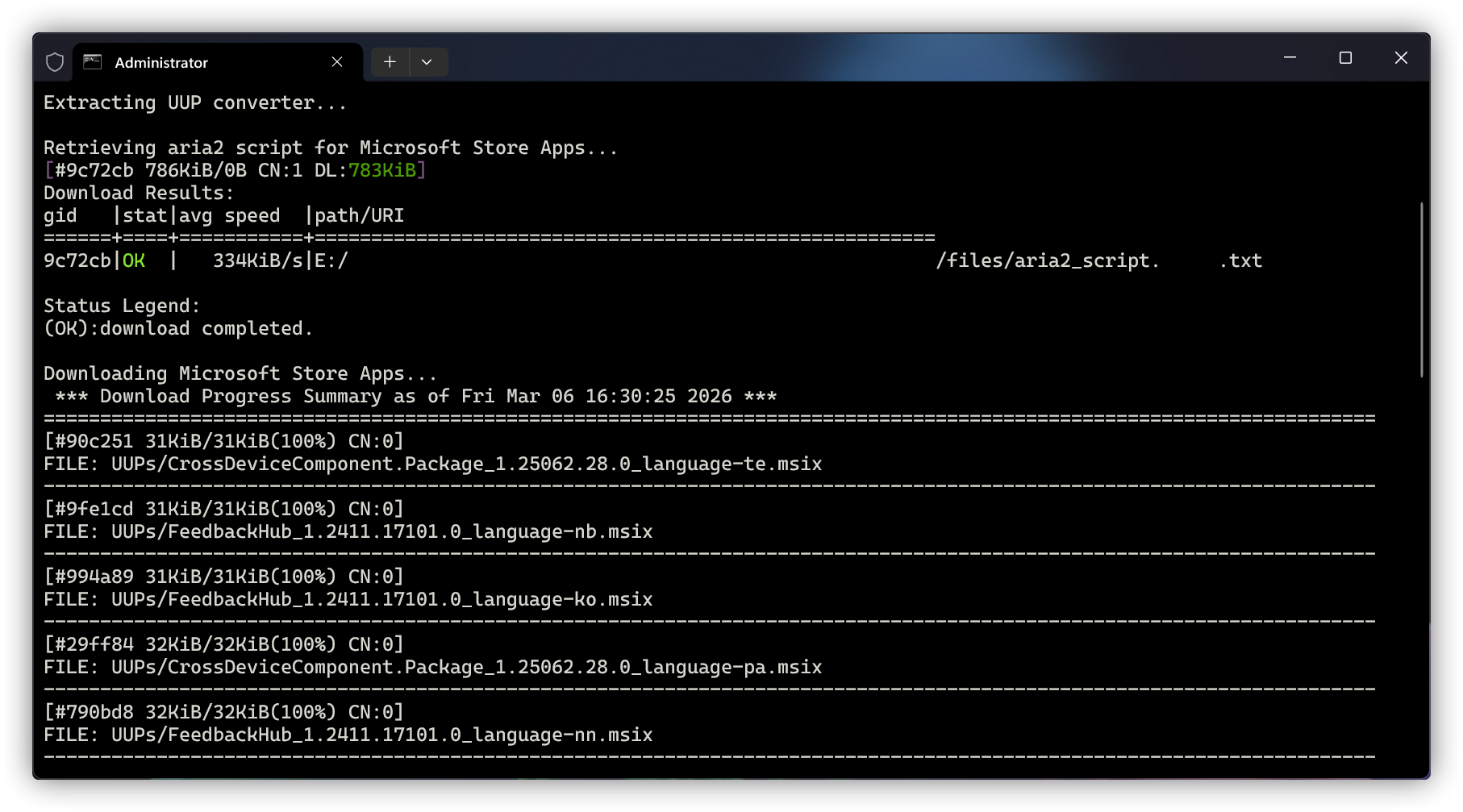 正在下载 UUP 文件