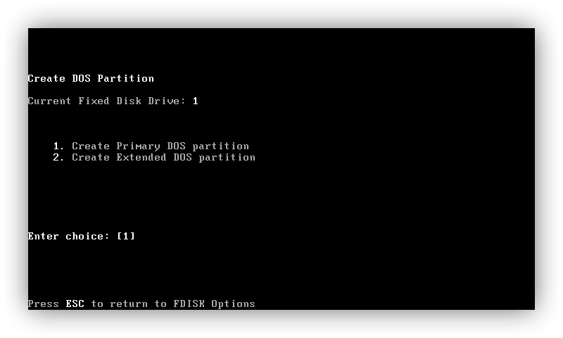 创建 DOS 主分区