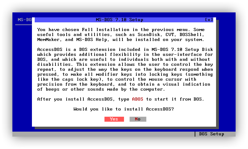 询问是否安装 AccessDOS