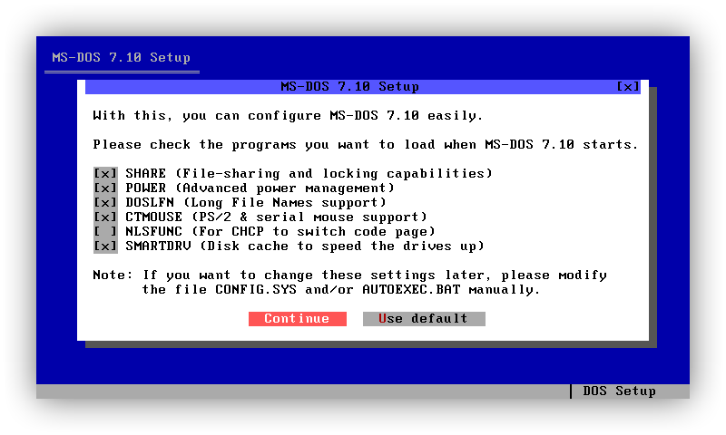 DOS 启动时要运行的程序