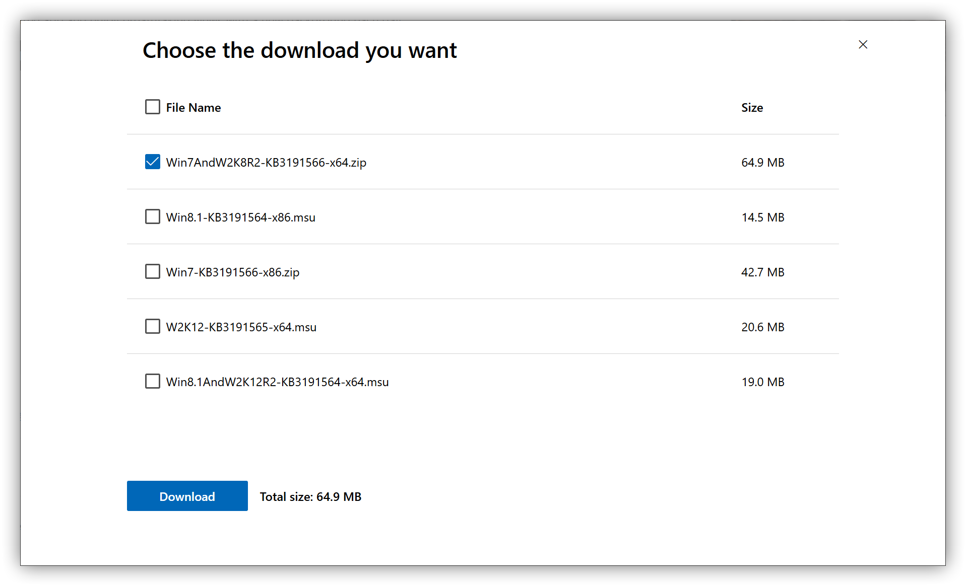 下载 Win7AndW2K8R2-KB3191566-x64.zip