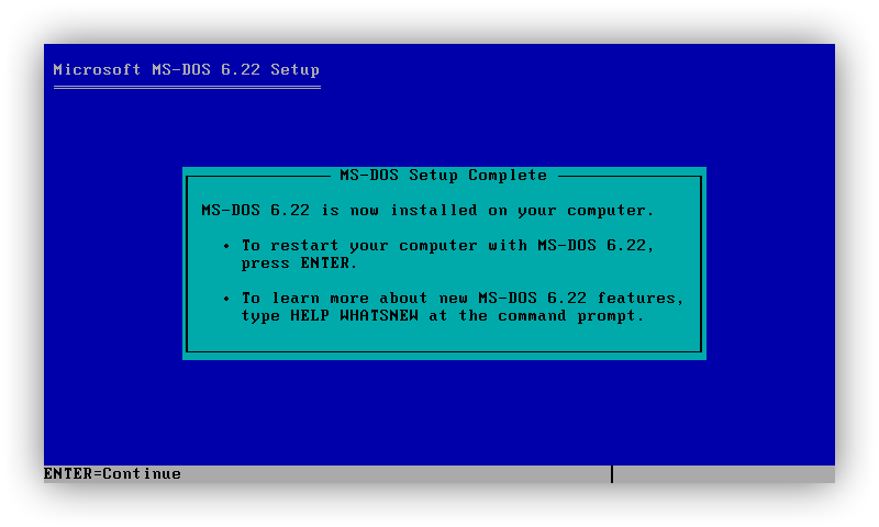 重启到 MS-DOS 6.22