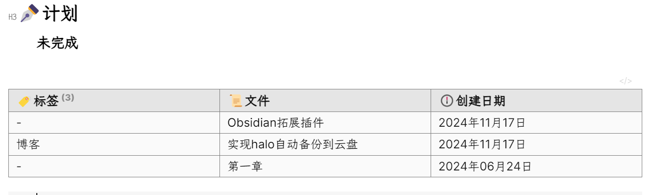 展示未完成的笔记