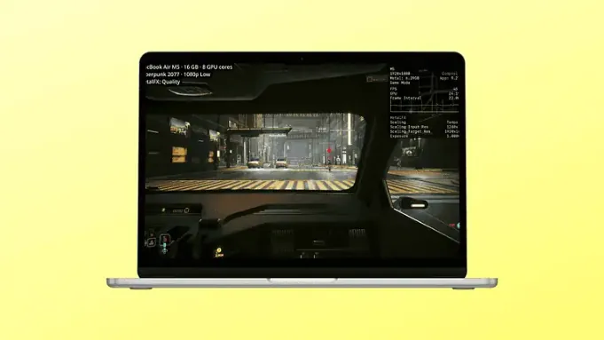 M5 MacBook Air游戏性能实测：赛博朋克、GTA等10多款游戏跑分表现