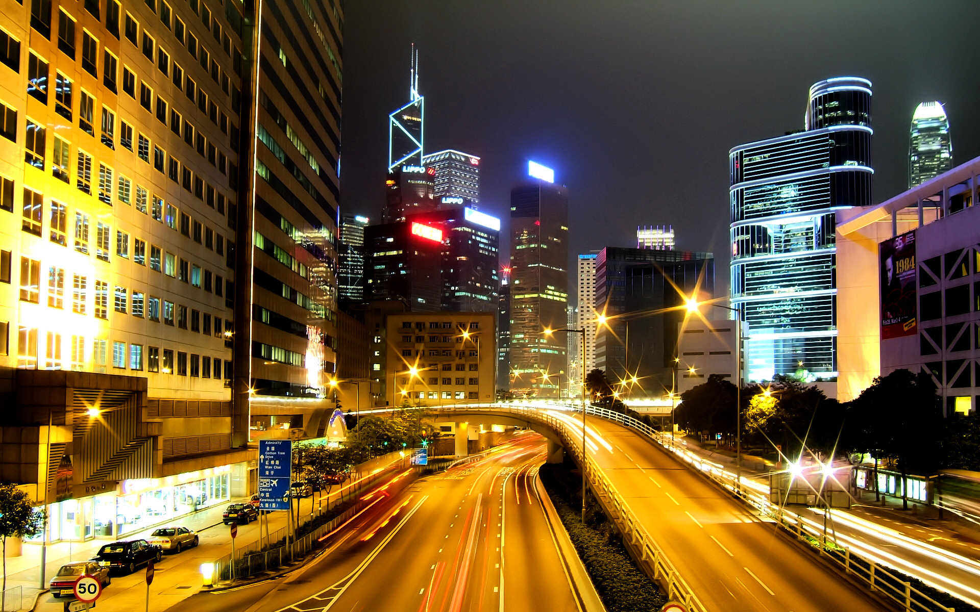 香港湾仔夜景高清壁纸