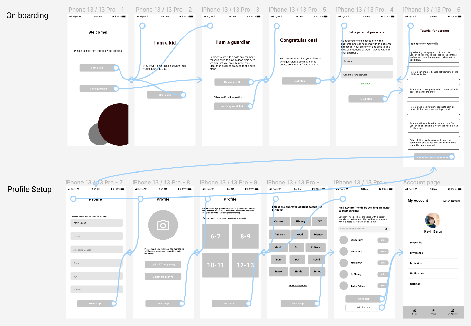 Onboarding & Profile Setup Low-Fidelity Prototypeh