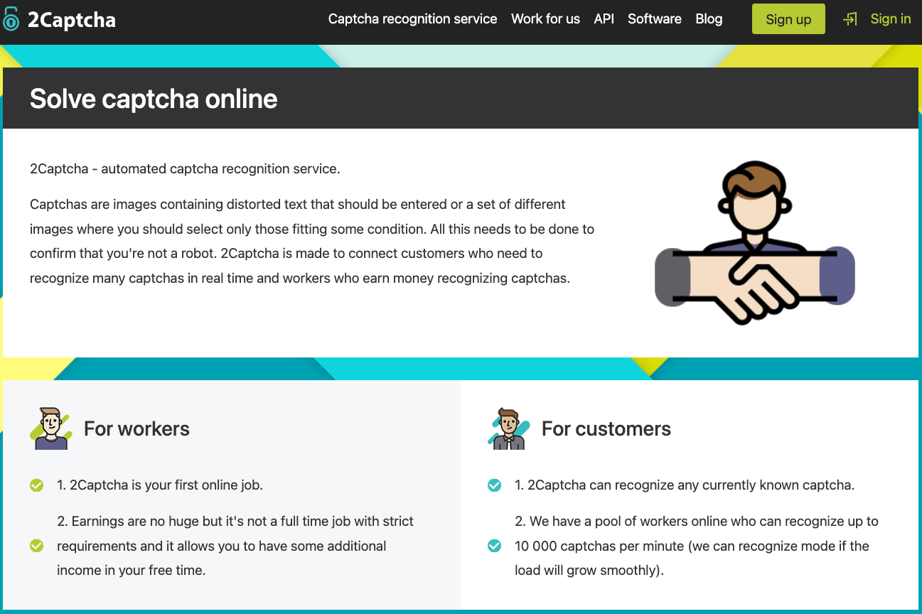 2Captcha official website