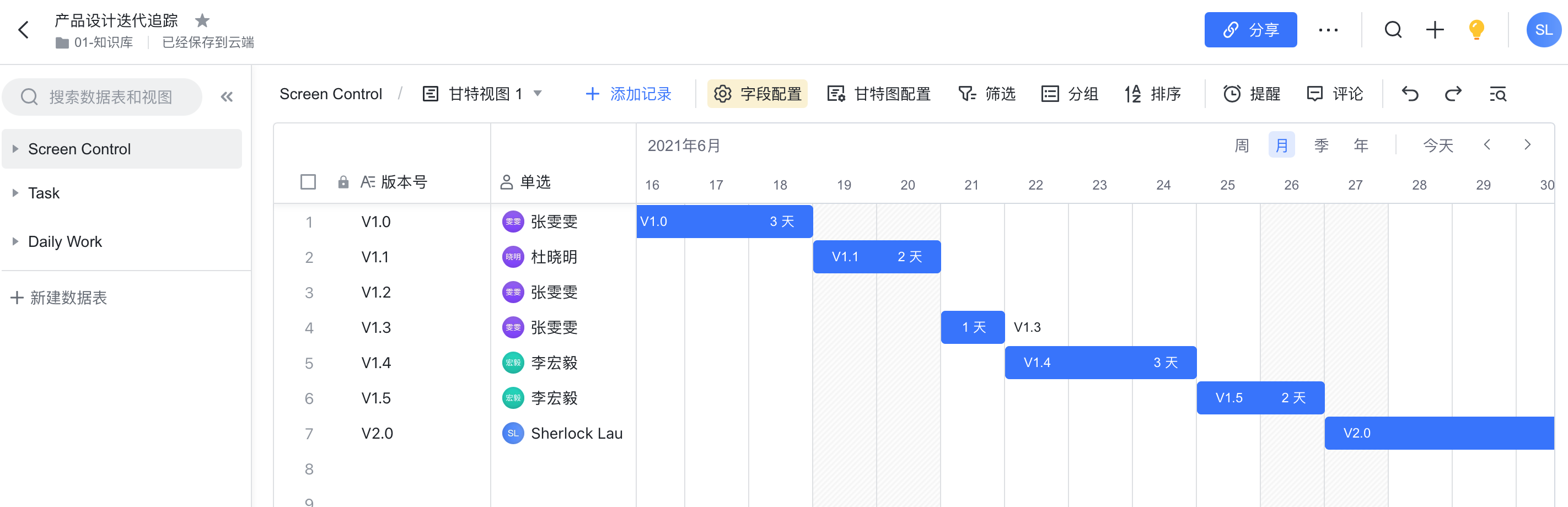 使用甘特图追踪产品进度